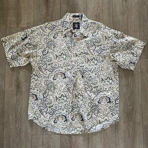 Salty‎ Dog Men's ShirtImperial Poplin Button Short Sleeve Shirt Floral Large